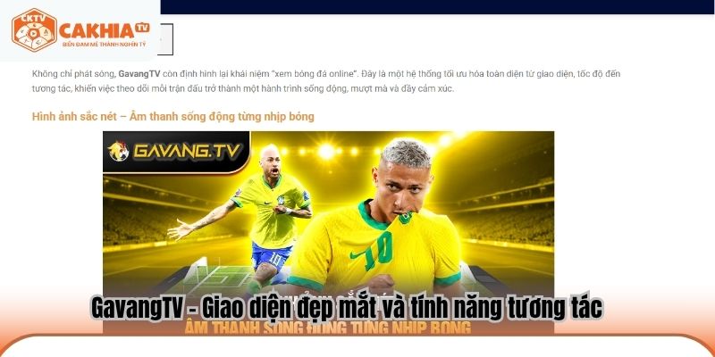 GavangTV – Giao diện đẹp mắt và tính năng tương tác